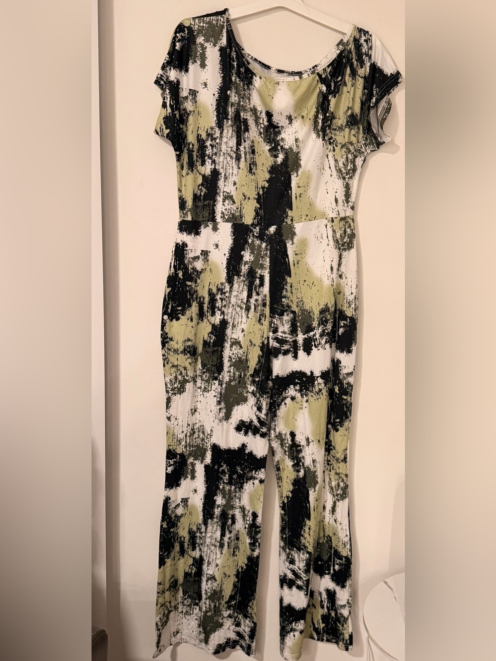 Olive green, black and white Romper